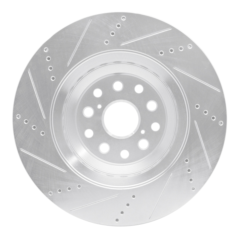 Lexus LS600h Brake Rotor (1) - Right Front - R1 Concepts - Drilled & Slotted - Silver - `07-`23